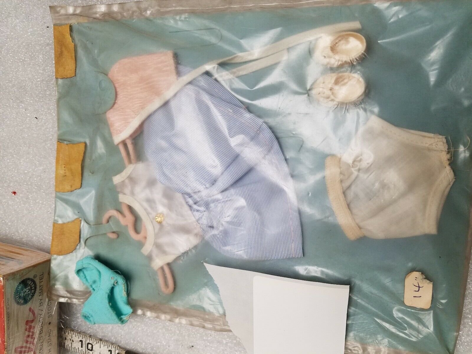 Vintage Clothes Doll Barbie Mattel 1962 Dress Moccasins top 14" america airlines