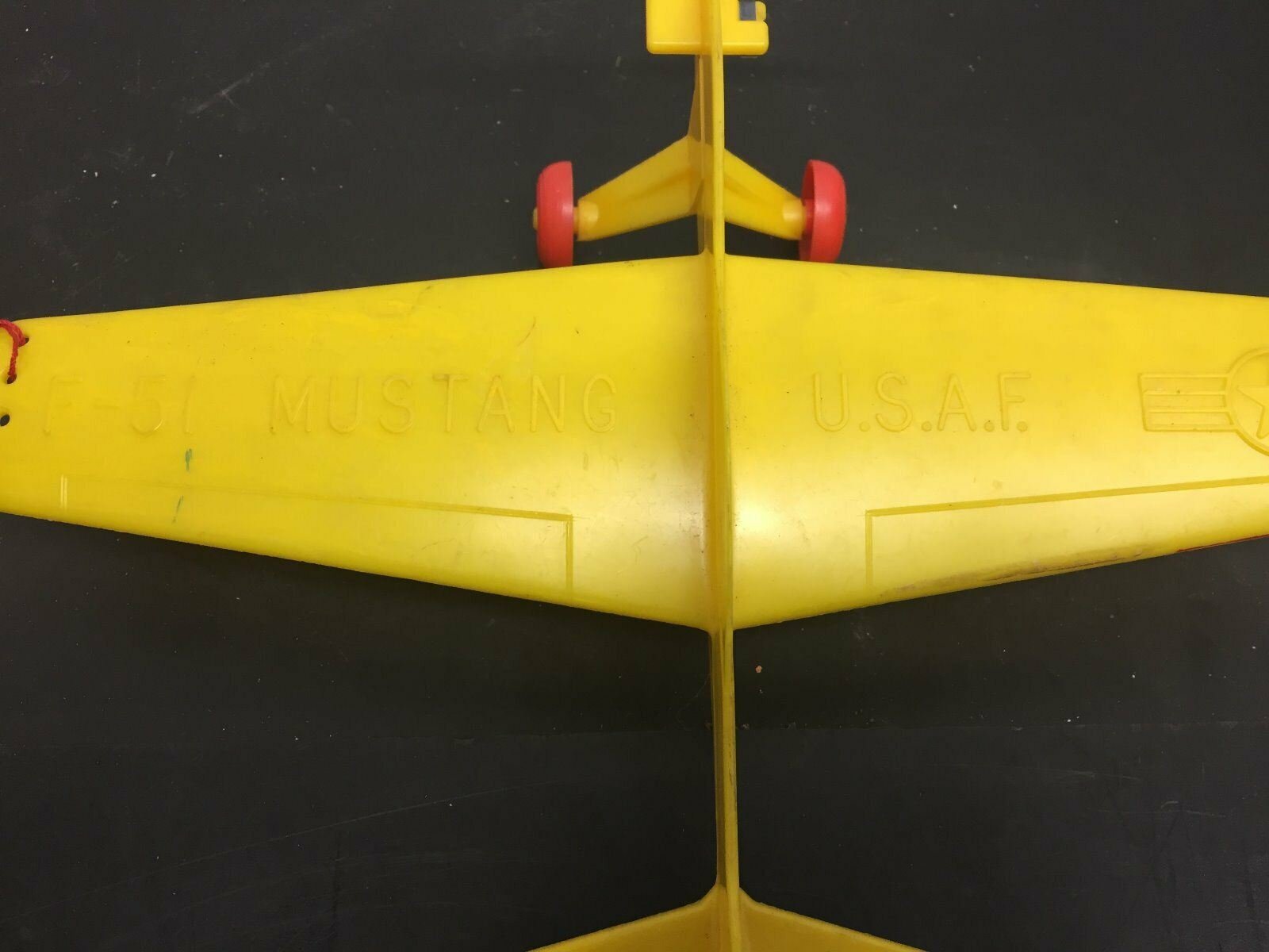 Vinatge lot of 6 plastic airplanes usaf  mustang, pyro ,wannatoys  arm ,airforce