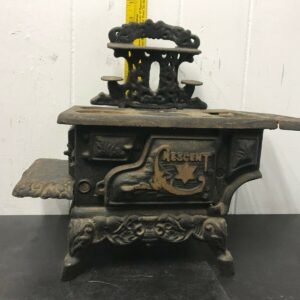 353030612378-0.jpg 2 VINTAGE CRESENT CAST IRON WOOD STOVE SALESMAN SAMPLE MINITURE NICE ANTIQUE TOY