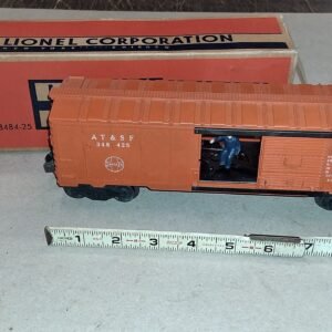 3869b8d8-d0c9-4361-8945-6d1ffb3561f3-scaled-1.jpg Lionel Postwar 3484-25 Santa Fe Operating Boxcar Var C Tested Works W Box