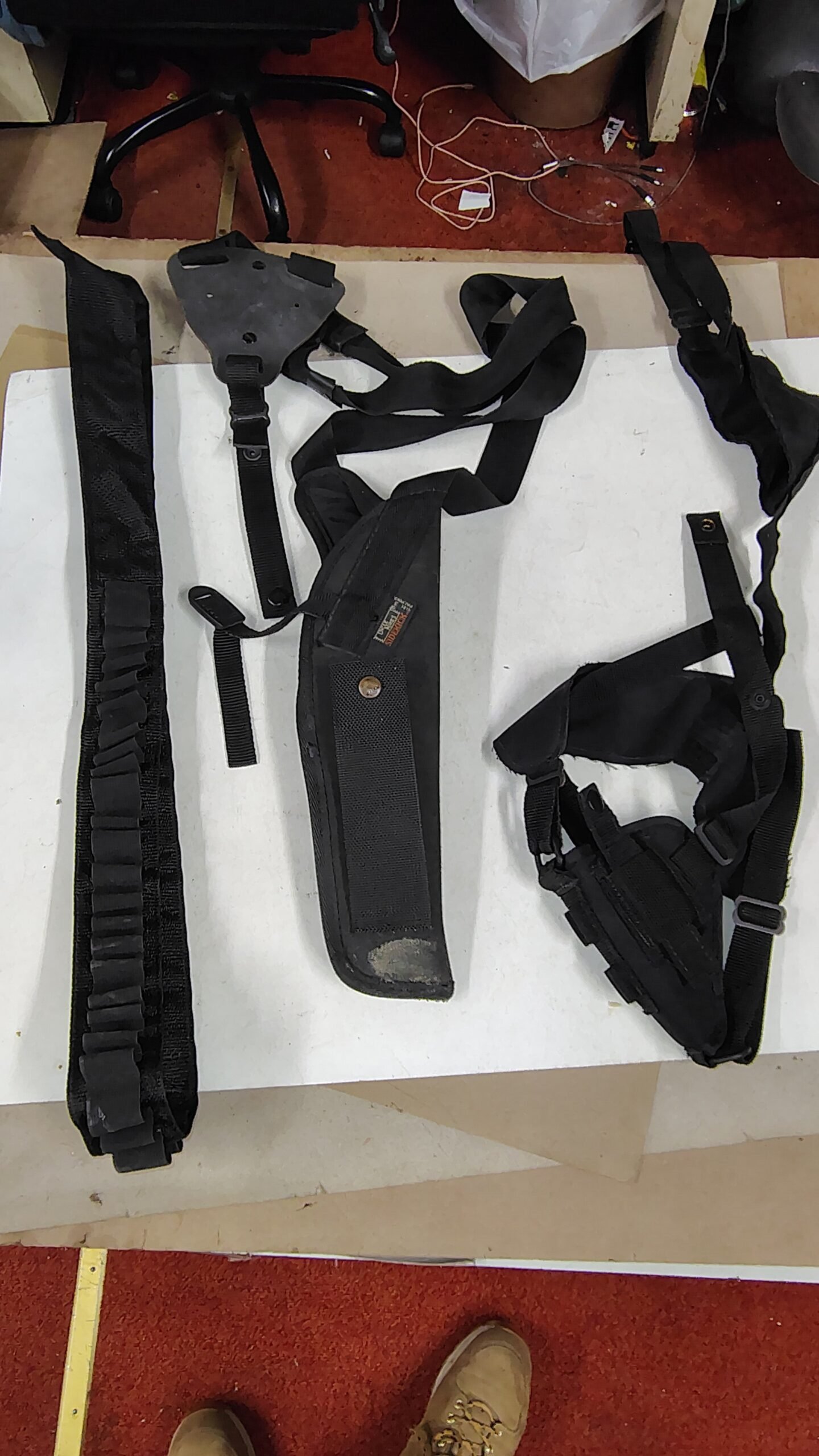 4197149e-f297-4e21-9cc6-f3be22f76bc3-scaled-1.jpg Tactical Nylon Gear Lot Uncle Mikes Shoulder Holster Scabbard Ammo Bandolier