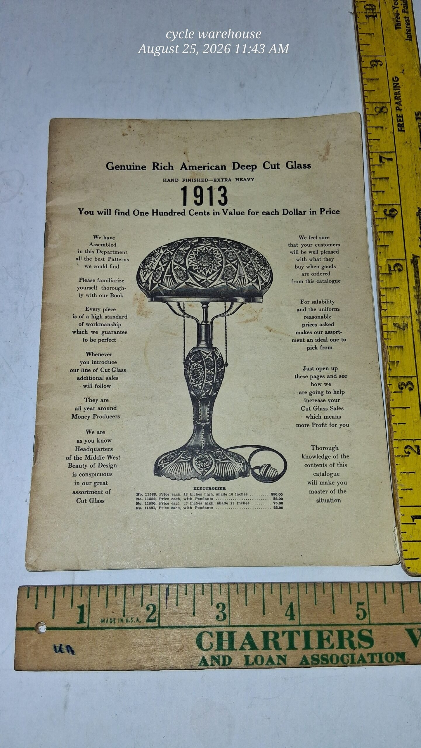 VTG 1967 Reprint - "Genuine Rich American Deep Cut Glass"- 1913 By D. James