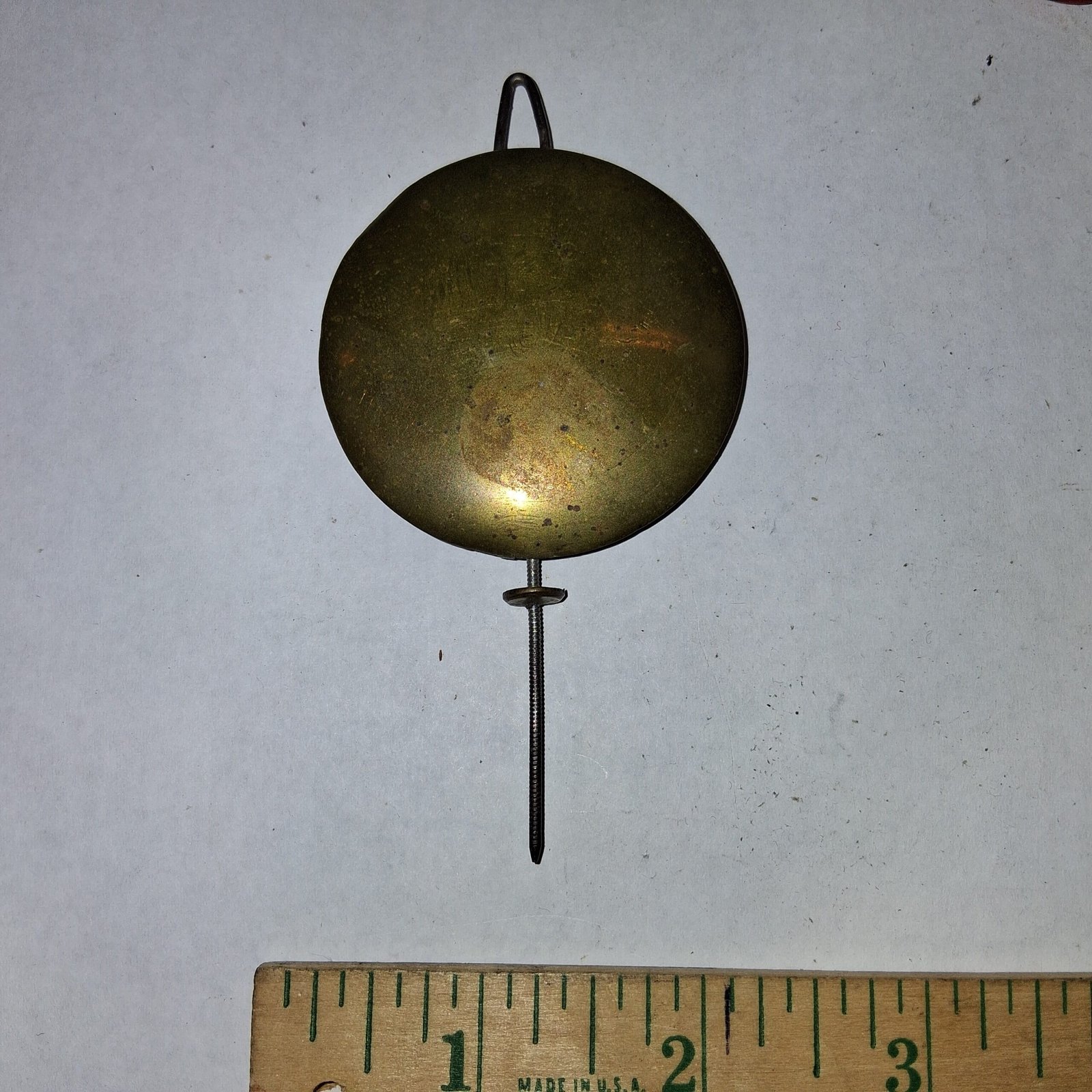 Antique 2" Brass Clock Pendulum Bob Universal Mantel Part with Rating Nut Lot