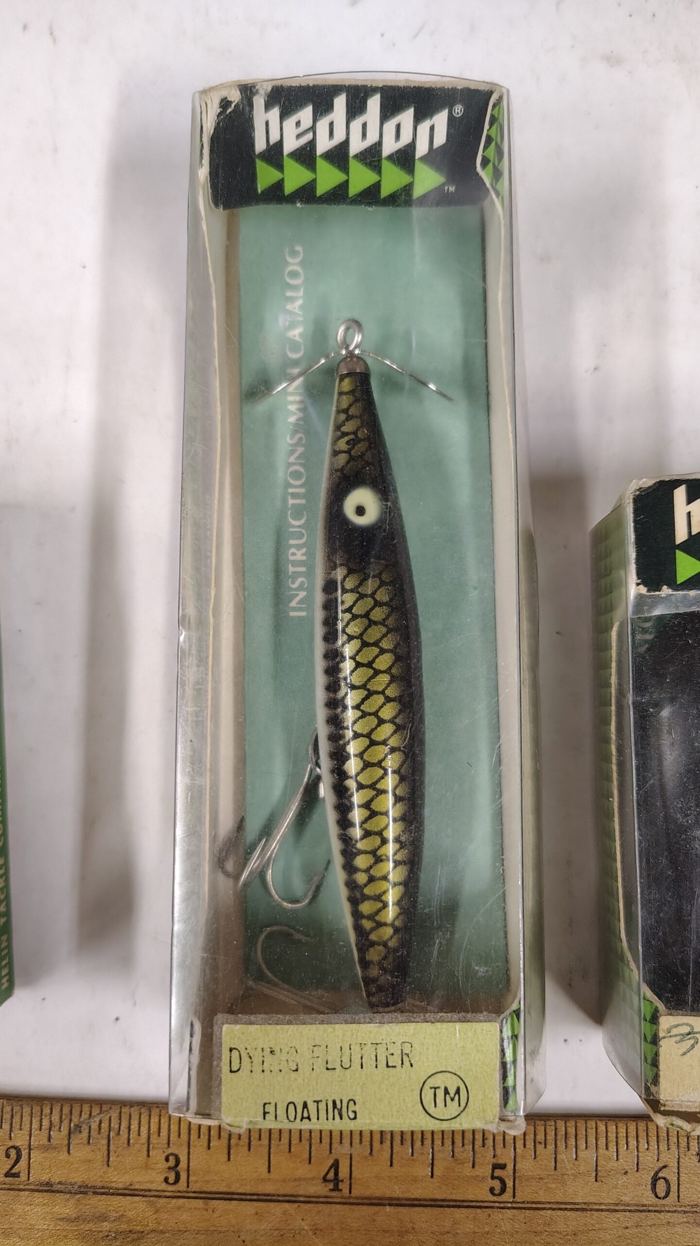Vintage Fishing Lure Lot Heddon Dying Flutter Tadpolly Helin Flatfish Boxed