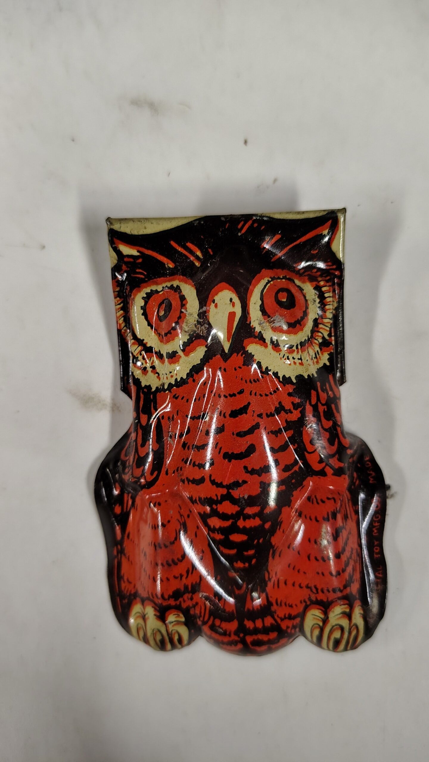 Vintage Tin Litho Toys & Magnus Harmonica Lot - Owl Clicker, Cowboy, Hobo