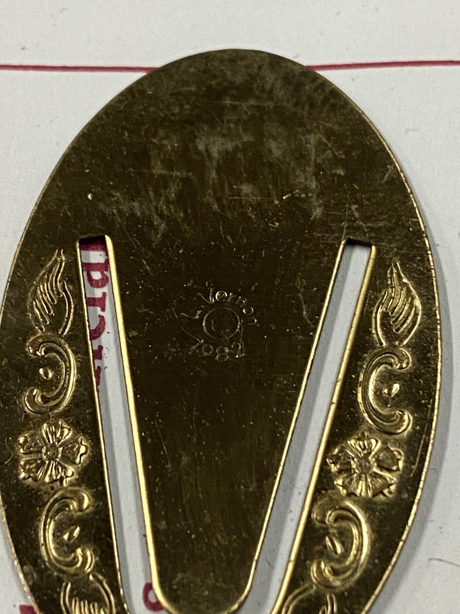 Vintage Gold Money Clip Men Initials MLM  antique brass page marker Sterling?