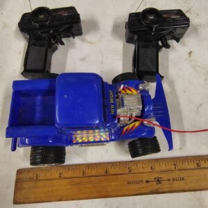 614fe98c-d319-44a5-9826-3f4f57236921-scaled-1.jpg Vintage New Bright Blue RC Step Side Hot Rod PickUp Truck Lot With 2 Remotes