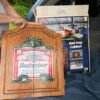 Vintage Budweiser Frog Wood Dartboard Cabinet Case 22x 19 Advertising Breweriana