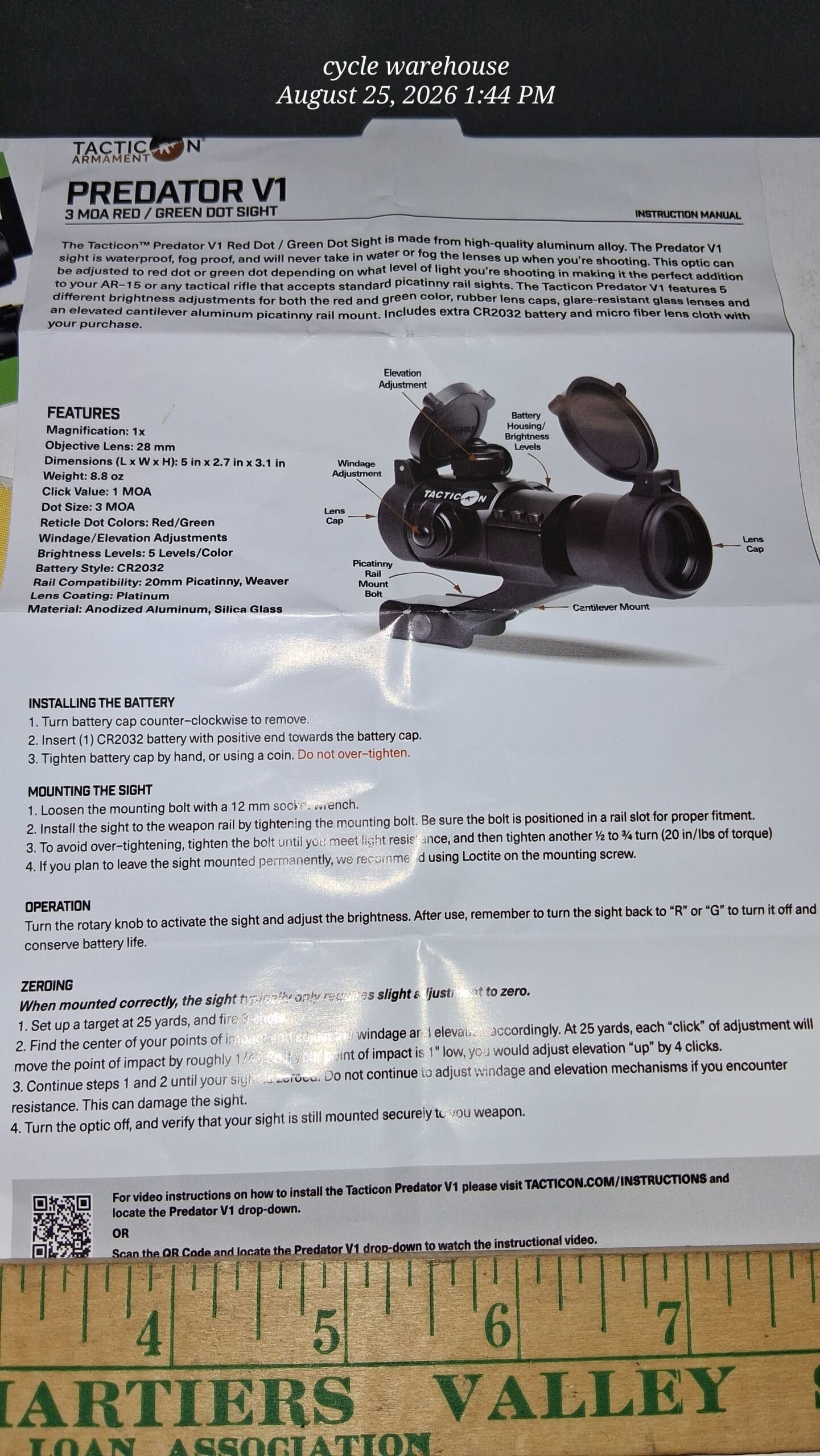 6864413b-65d9-4d3e-8f92-87b31264592b-scaled-1.jpg Tacticon Predator V1 Red Green Dot Rifle Optic Sight Only Nice