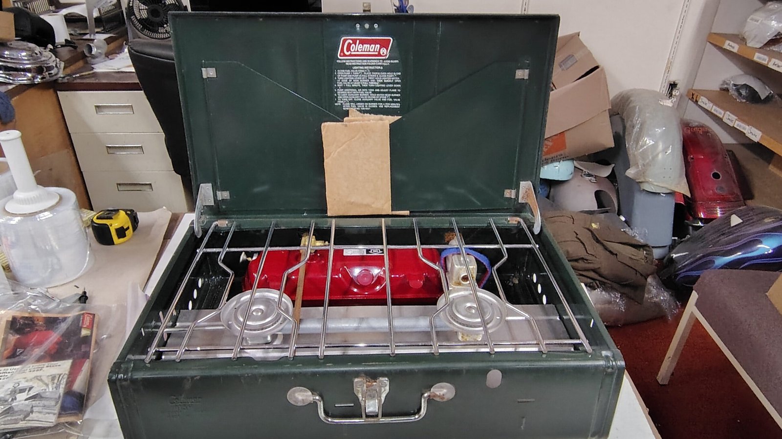 Vintage Coleman 413H Powerhouse Camp Stove 2 Burner with Manual USA