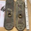 Antique Brass Federal Fan Door Mortise Lockset Plates Knob Victorian Art Deco