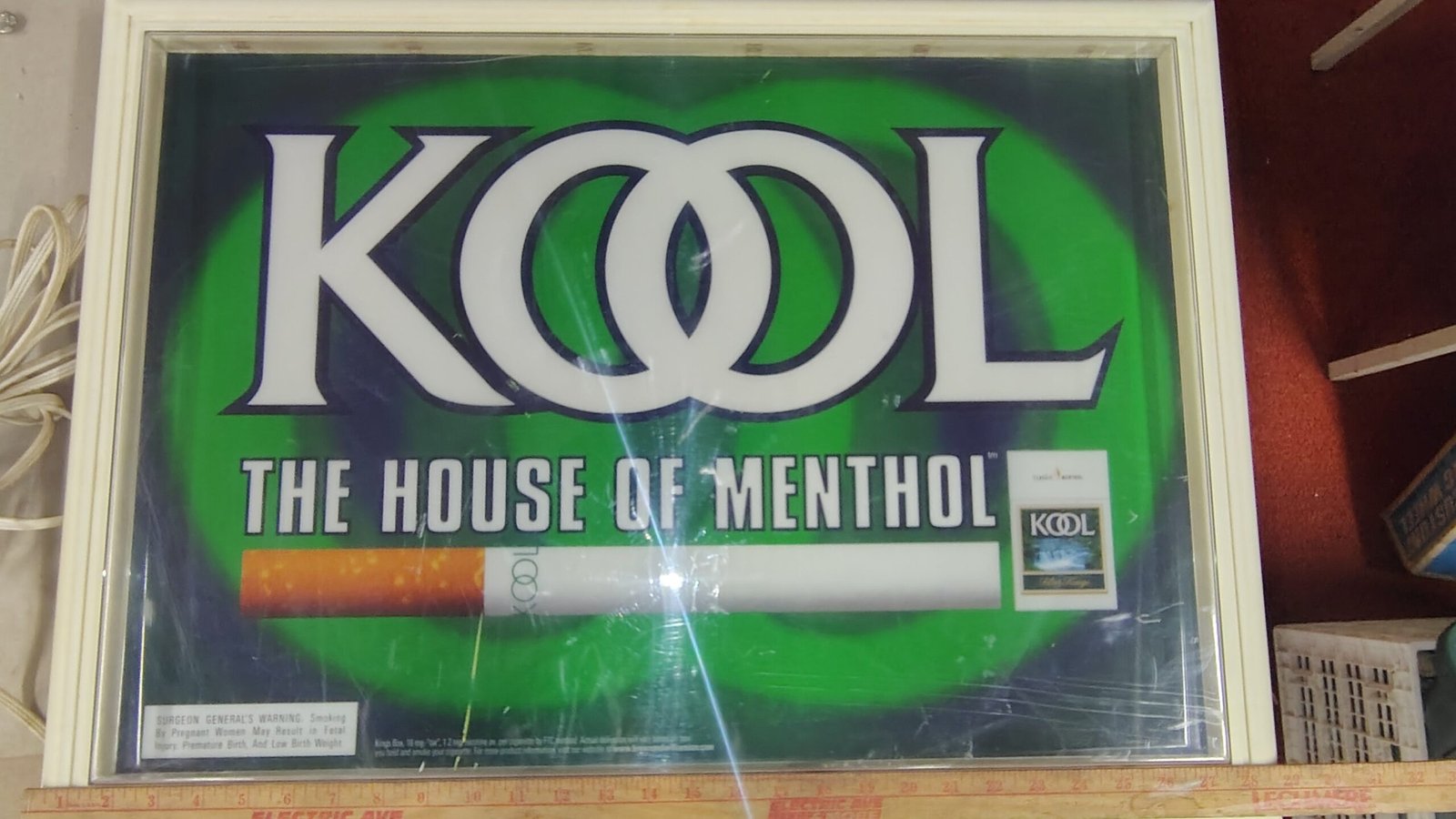 709ec65f-51bb-4408-a615-d87ae5eefb45-scaled-1.jpg Vintage Kool Cigarettes House of Menthol Light Up Sign Counter Advertising