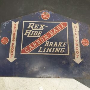 7229997875362-0.jpg Vtg Rex-Hide Brake Lining Tin Metal sign Service Station Man Cave Petrol Oil Gas