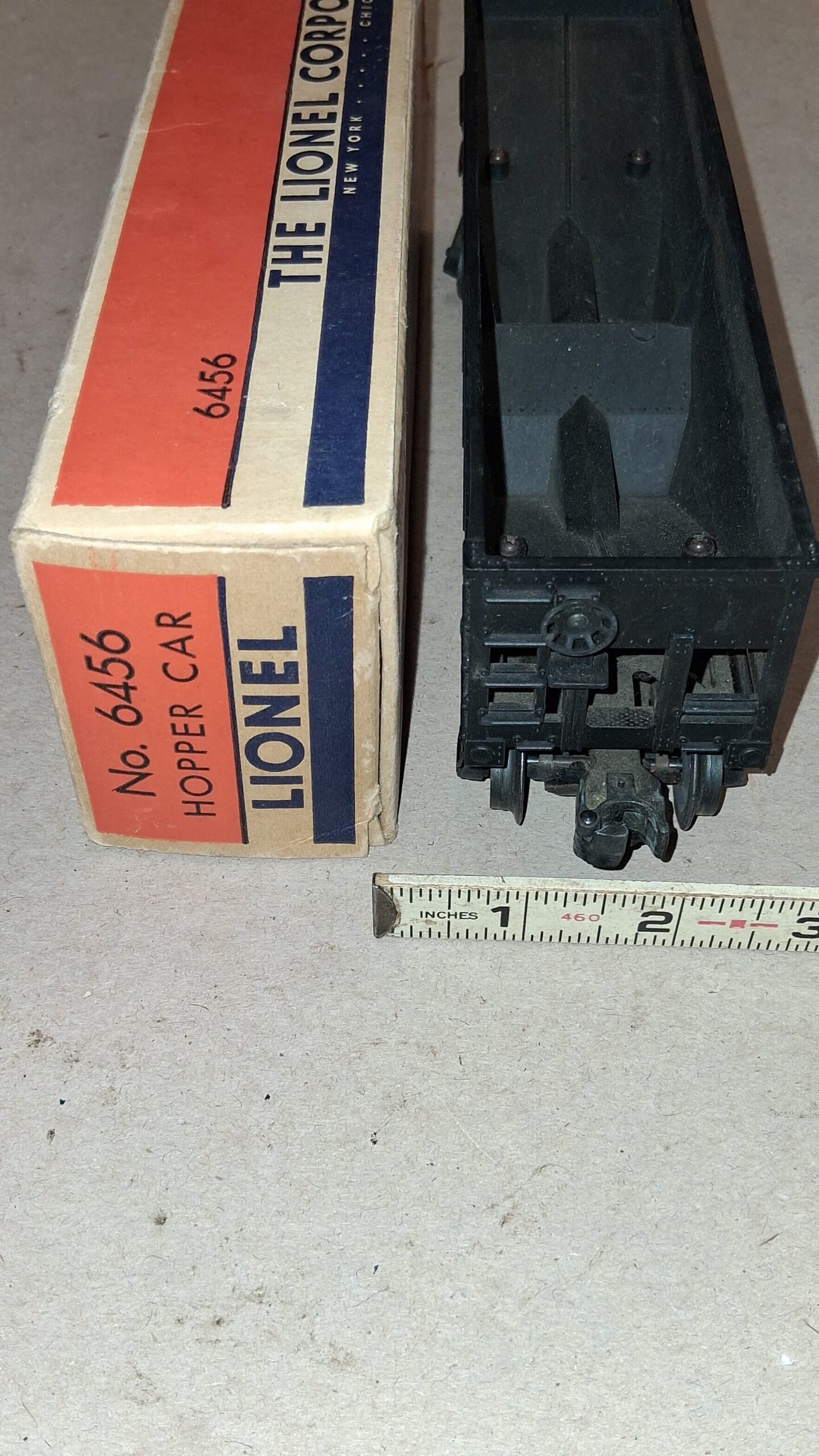 Antique Lionel Postwar 6456 Black Lehigh Valley Hopper Car W/ Original Box
