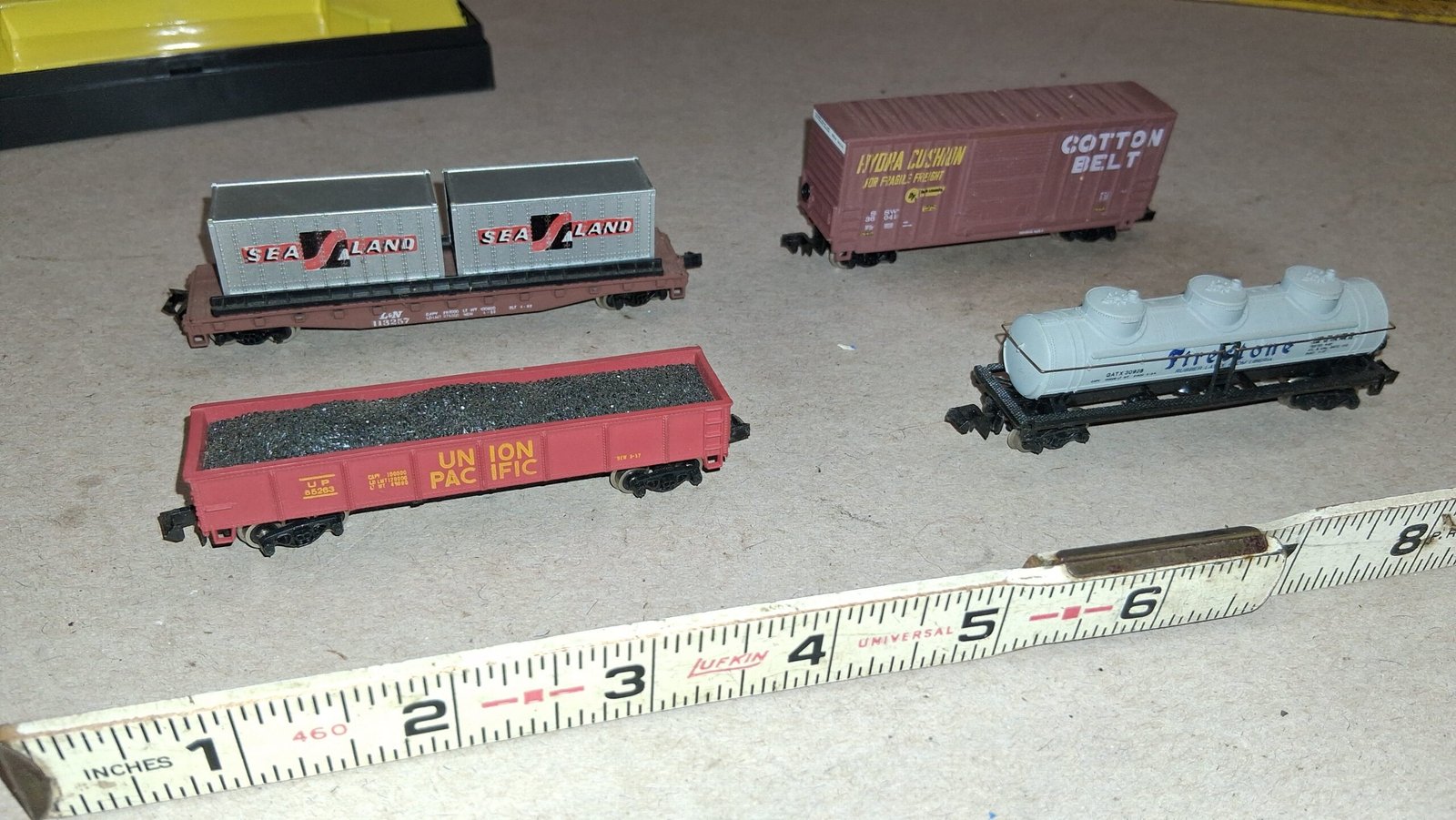 Bachmann N Scale Model Train Lot of 4 Union Pacific Cotton Belt Firestone L&N