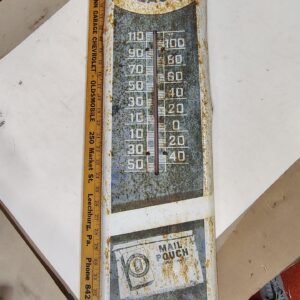 Vintage 1950s Mail Pouch Chewing Tobacco 39" Metal Thermometer Sign