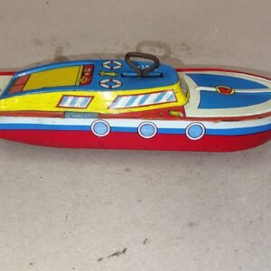 8d45e3c0-1eca-4daa-823f-63c2c88c0a42-scaled-1.jpg Vintage Ohio Art Co Tin Litho Wind-Up Cabin Cruiser Toy Boat