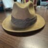 Vintage Olive Felt Fedora Hat with Plaid Band for Unisex Adults - Pre-owned