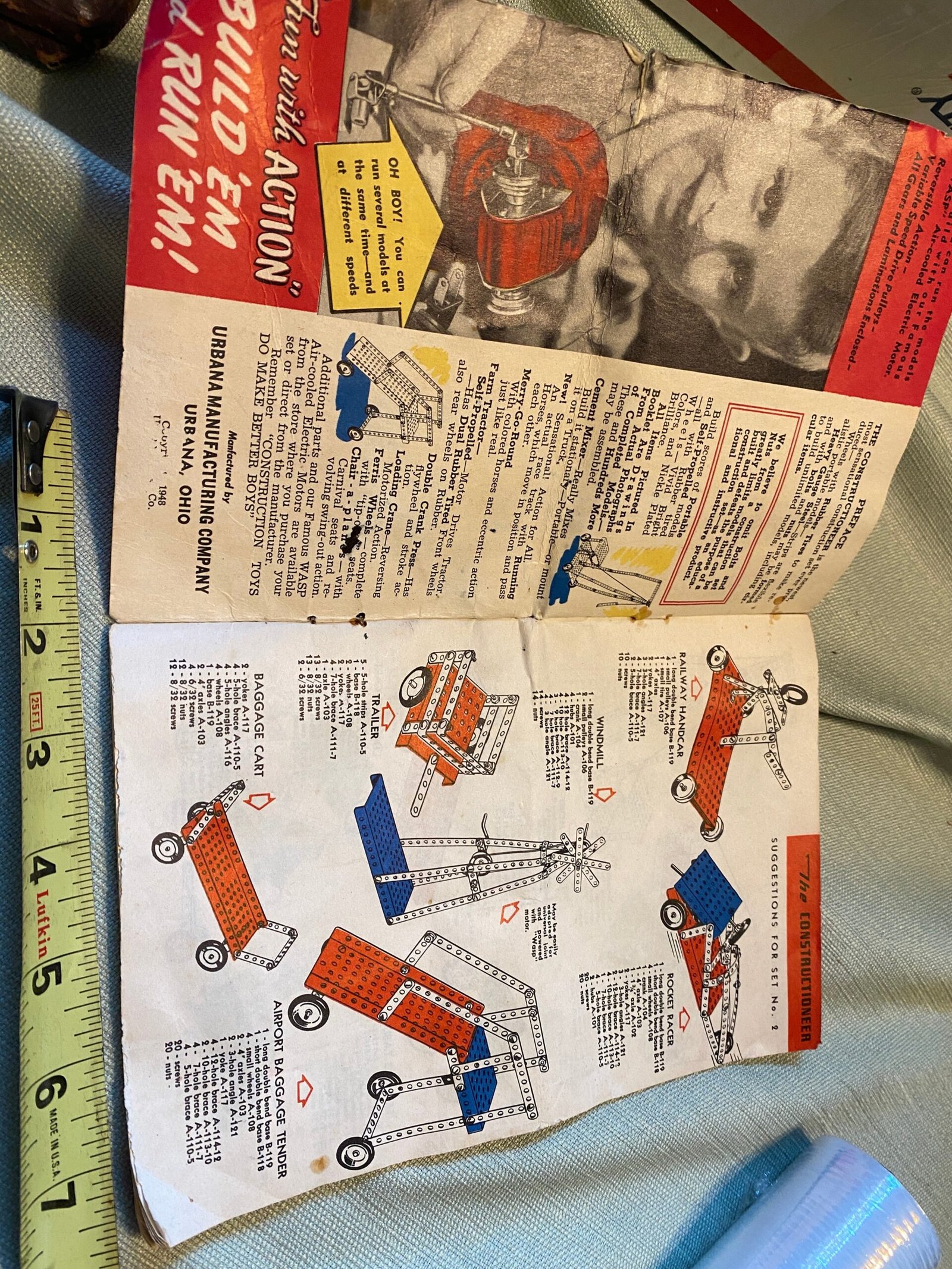Urbana Man The Constructioneer 1948 Catalog Instruction Booklet Erector set Toy