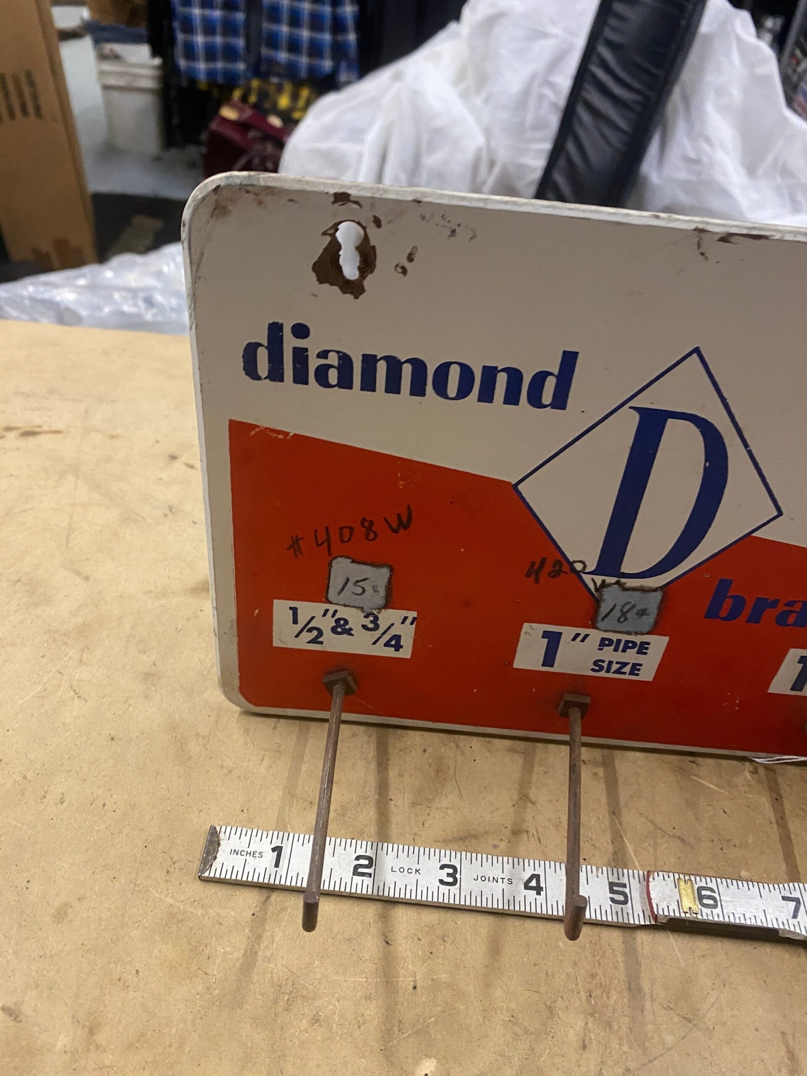 984812e3-109e-423d-bc71-26191c279405-scaled-1.jpg Vintage Diamond Display Sign Rack Hardware Store Advertising Auto Parts General