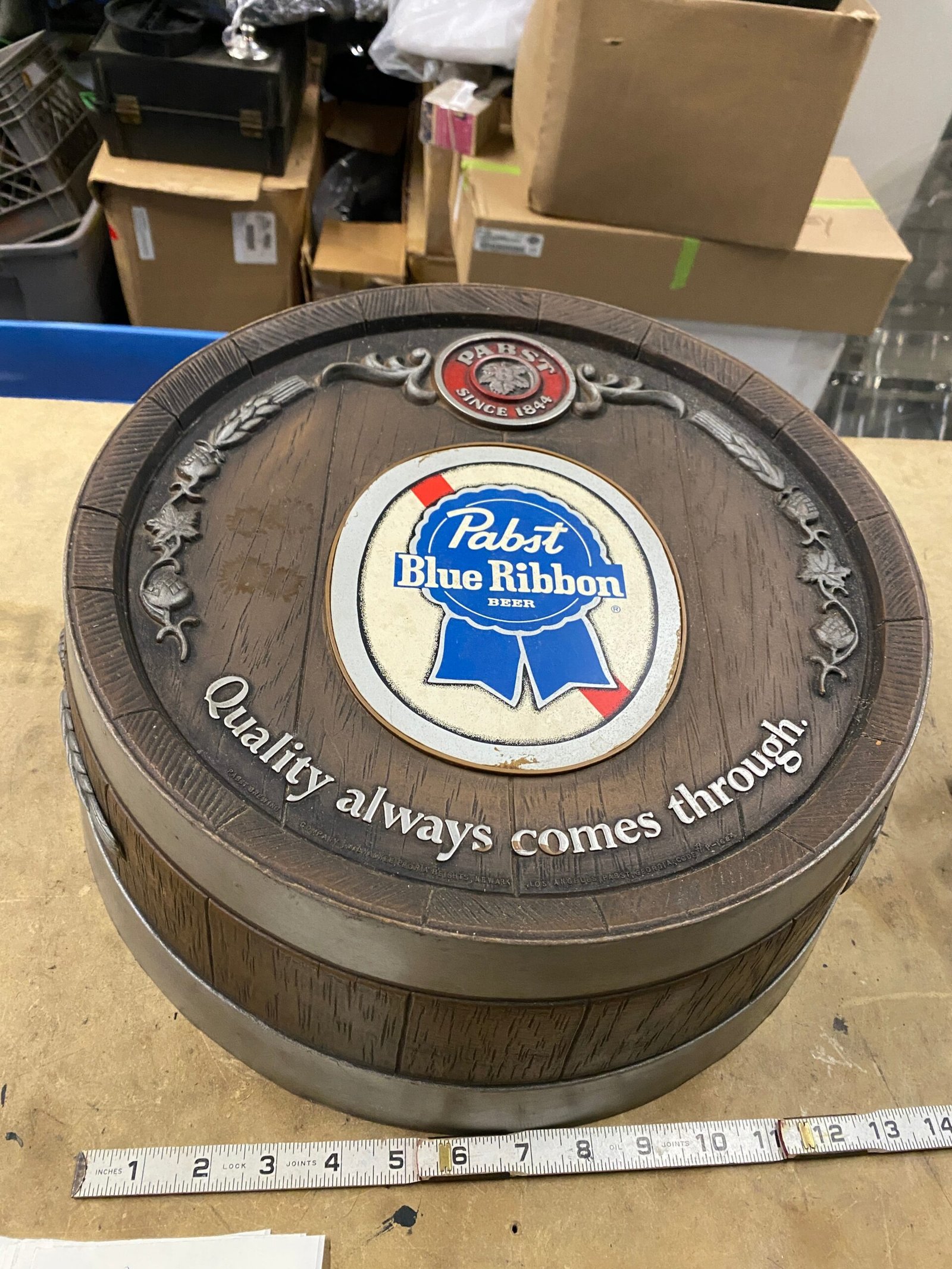 Vintage Pabst Blue Ribbon Beer  Barrel Keg Sign -Breweriana Advertising Man Cave