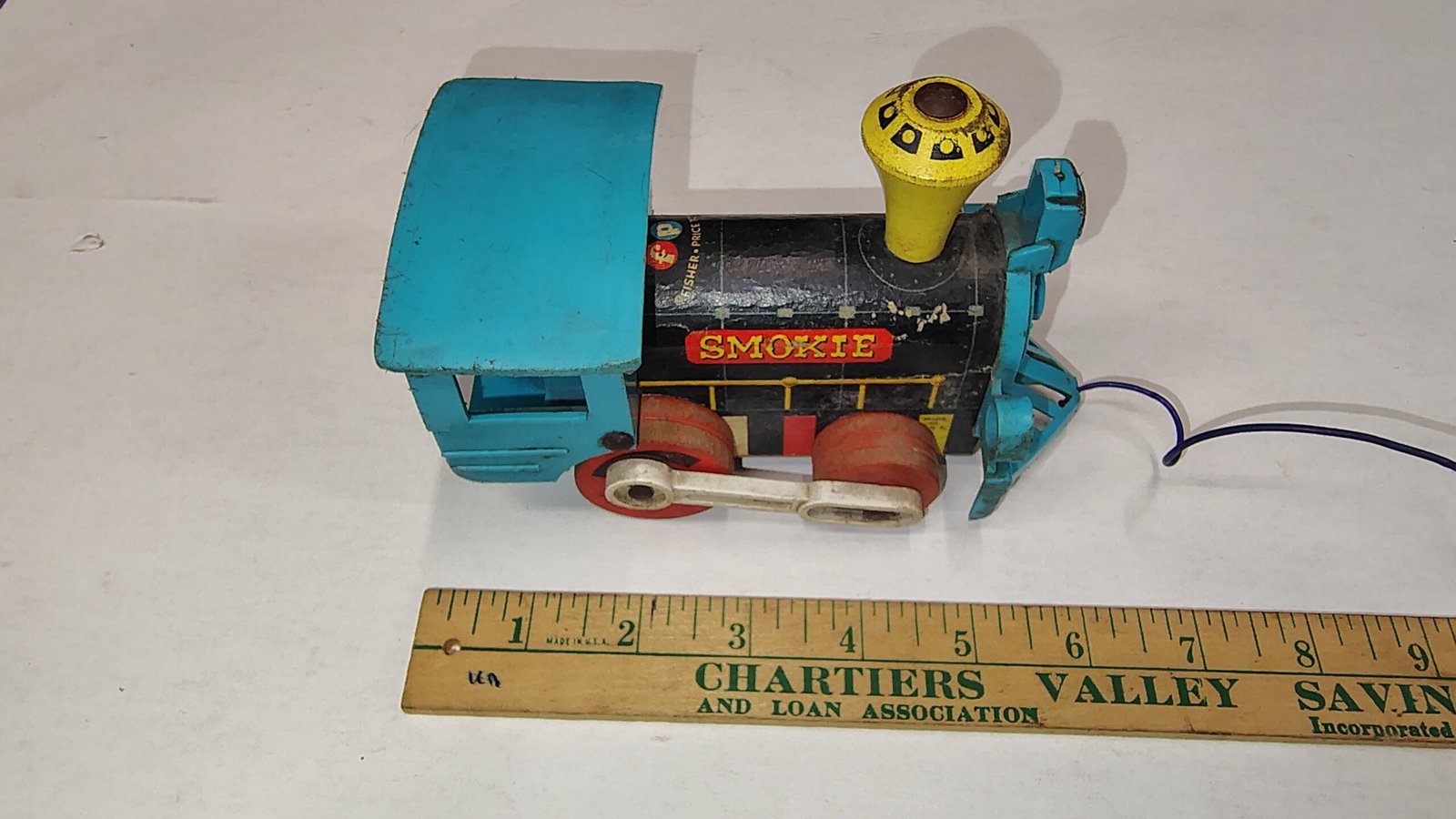 Vintage 1960 Fisher Price Smokie Train Engine Wood Pull Toy 642 Locomotive