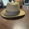 Vintage Olive Felt Fedora Hat with Plaid Band for Unisex Adults - Pre-owned