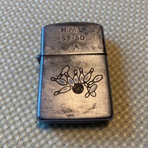 Vintage Engraved Pocket Lighter NBL Bowling Pin PA 1959-60 k&C Advertising Colle