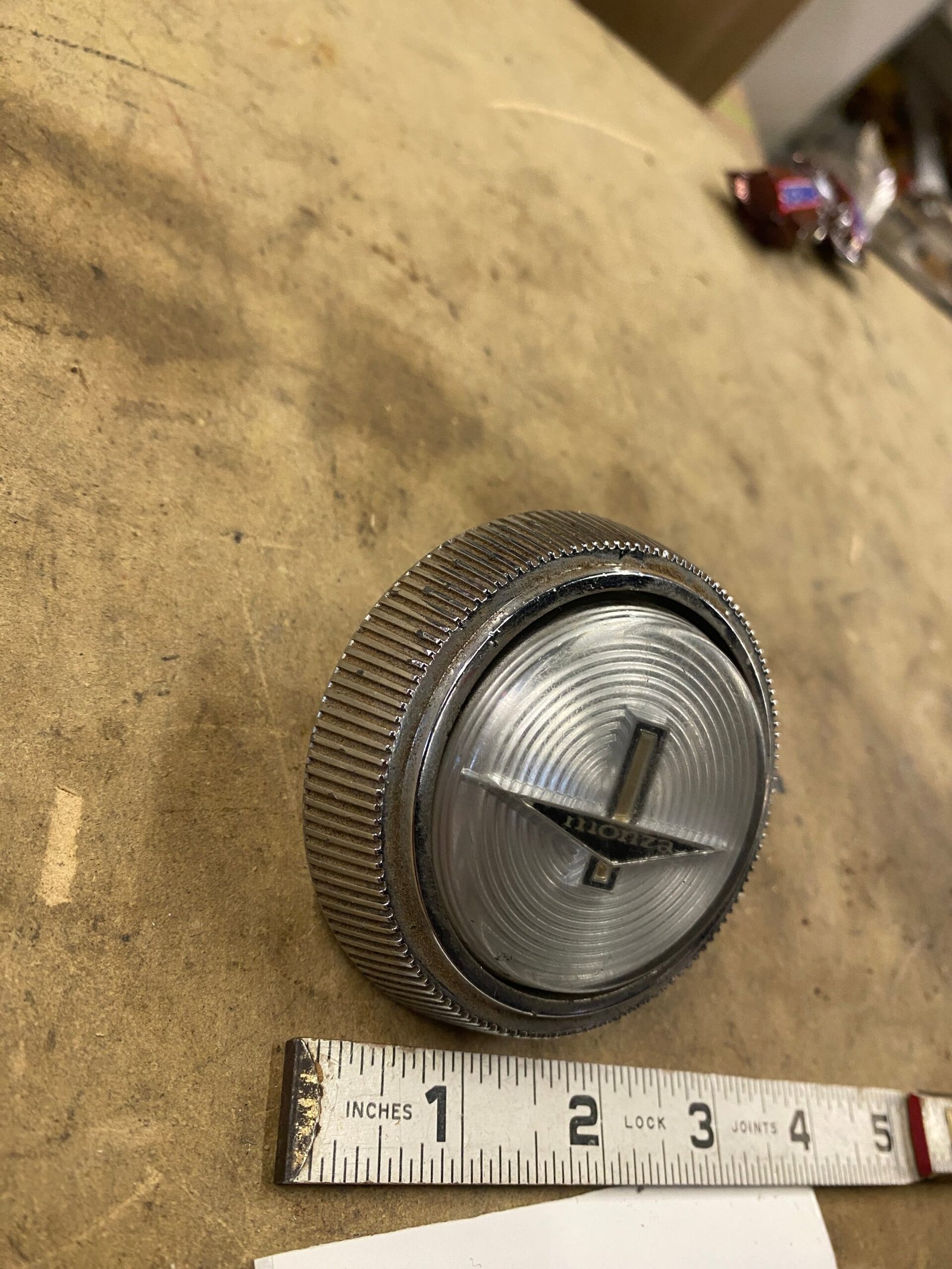 c1ee89d6-ba1d-467f-84e5-379e095fbe3e-scaled-1.jpg vintage Chevrolet Corvair Monza steering wheel horn button/cap OEM 1963 1964