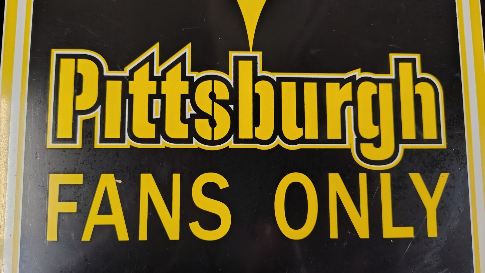 c2d9afa7-76b7-40b1-a837-0f66b27f30bb-scaled-1.jpg Vintage Pittsburgh Steelers Reserved Parking Sign Vinyl Fans Only Man Cave 12x18