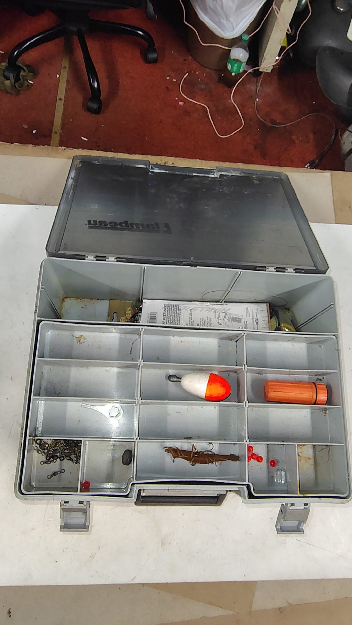 Vintage Flambeau Tackle Box Lot with Mixed Hooks, Tackle & YUM Lure!