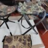 Vintage Camo Hunting Stool Lot (3) Three Leg Tripod Chair Foam Seat Cushion D&H