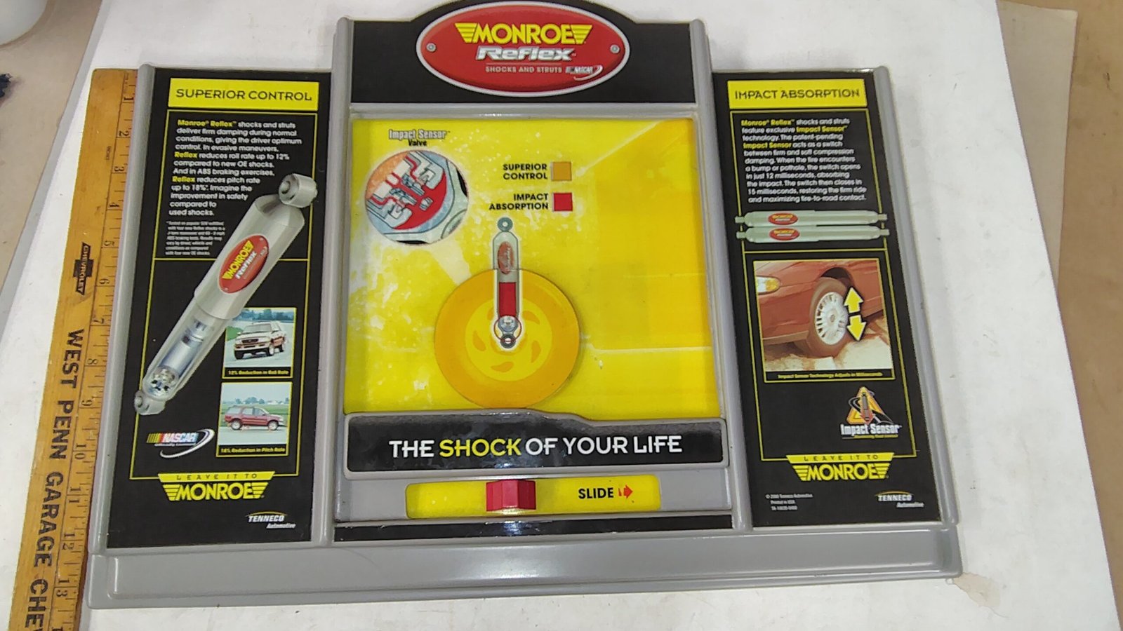 d1624ec0-2de2-4563-a177-e1167e8522b8-scaled-1.jpg Vintage 2000 Monroe Reflex Shocks Struts Interactive Counter Display Sign NASCAR