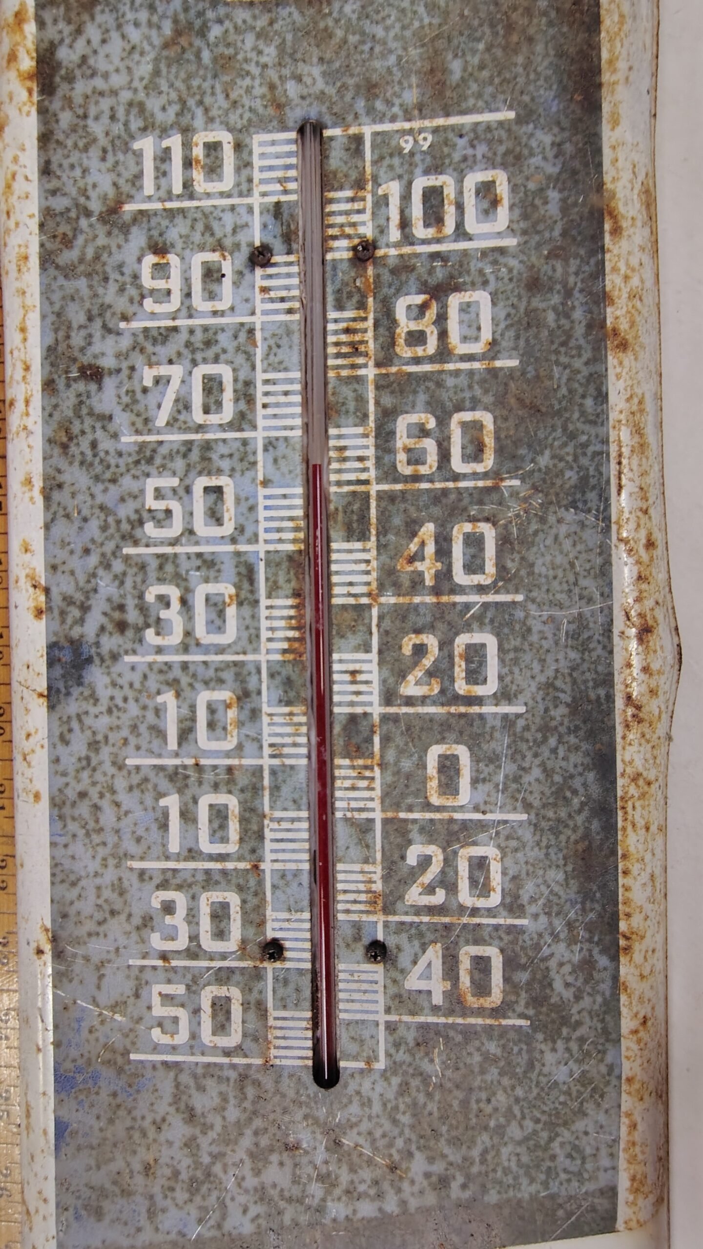 Vintage 1950s Mail Pouch Chewing Tobacco 39" Metal Thermometer Sign