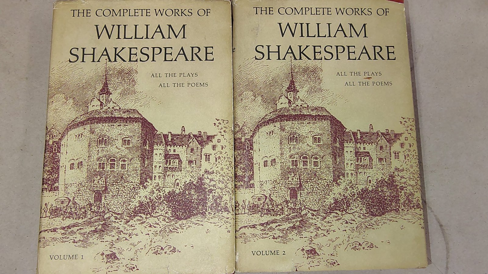 Vintage Complete Works of William Shakespeare 2 Volume Hardcover Book Set