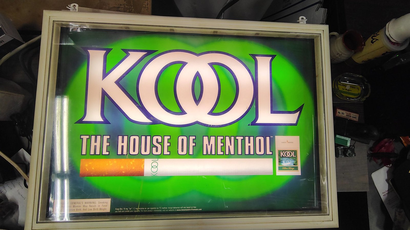 e10847ea-d266-4a89-aa34-9fc662563ab2-scaled-1.jpg Vintage Kool Cigarettes House of Menthol Light Up Sign Counter Advertising