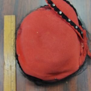 Vintage 1950s Glenover Henry Pollak Red Wool Felt Tilt Fascinator Hat Veil