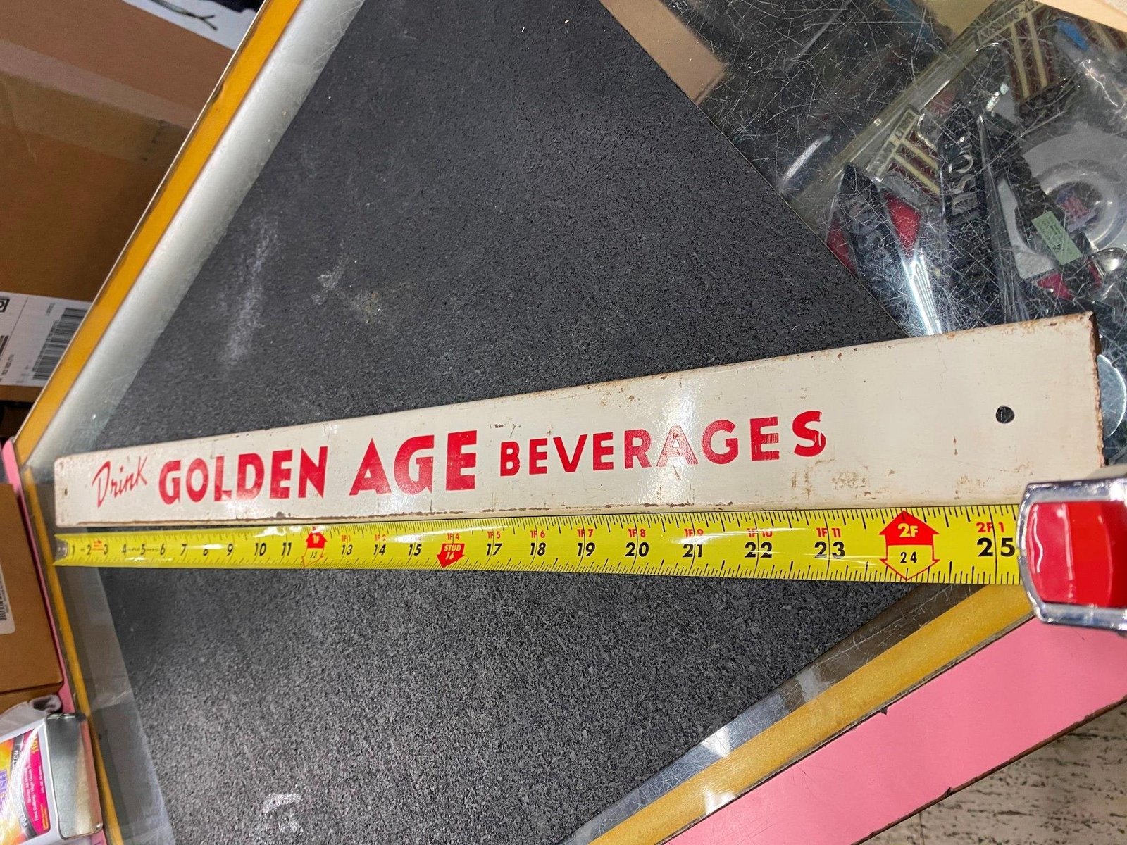 img0004.jpg Antique Door Push Golden Age Beveridges Soda Vintage Advertising Store gas Oil