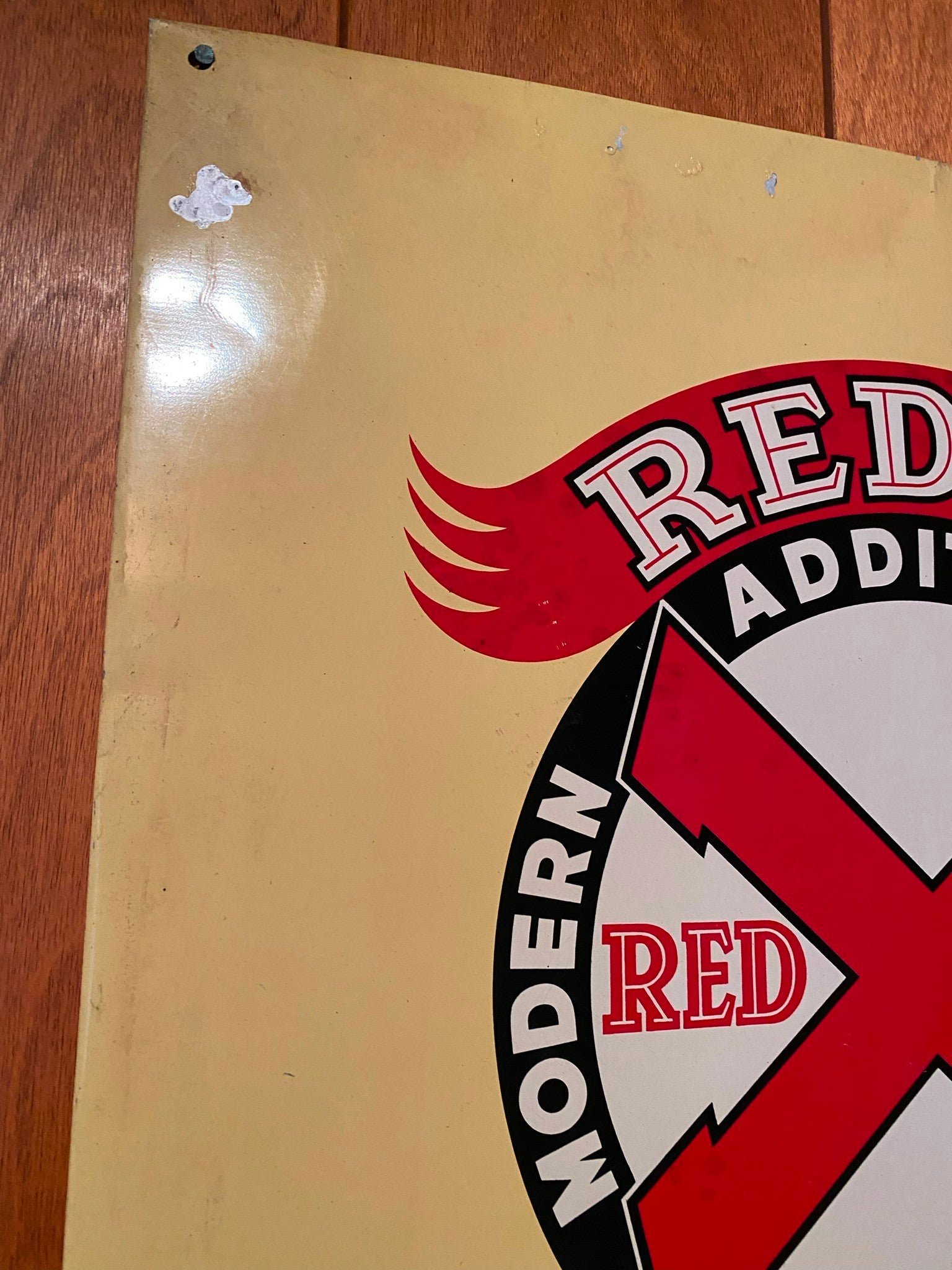 Vtg Tin Metal Sign Redex Oil Can Additive Antique Gas Service Station 1950's Nic