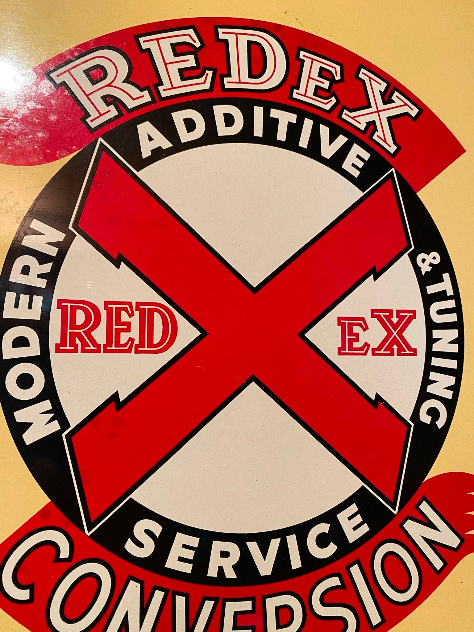 Vtg Tin Metal Sign Redex Oil Can Additive Antique Gas Service Station 1950's Nic