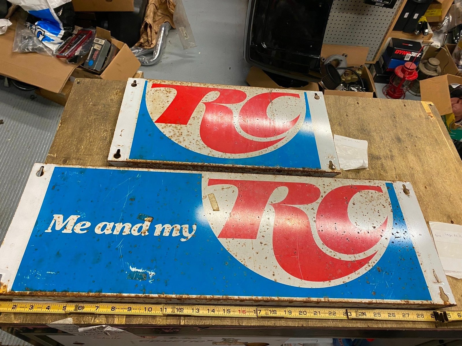 Vtg Royal Crown Cola Soda Metal Sign RC 10x26 1970's Advertising Tin collector