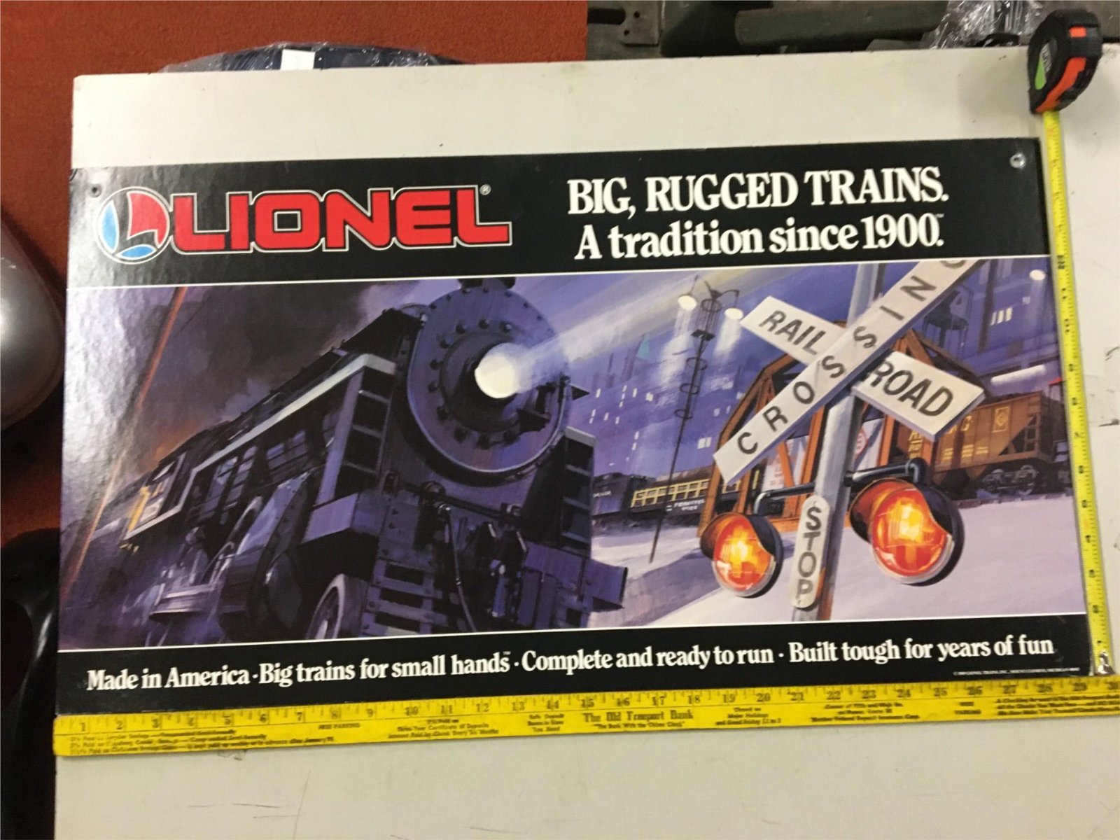 Dealer Lionel Train Advertising Poster Toy 29"x16" Steam Engine Locomotive AD