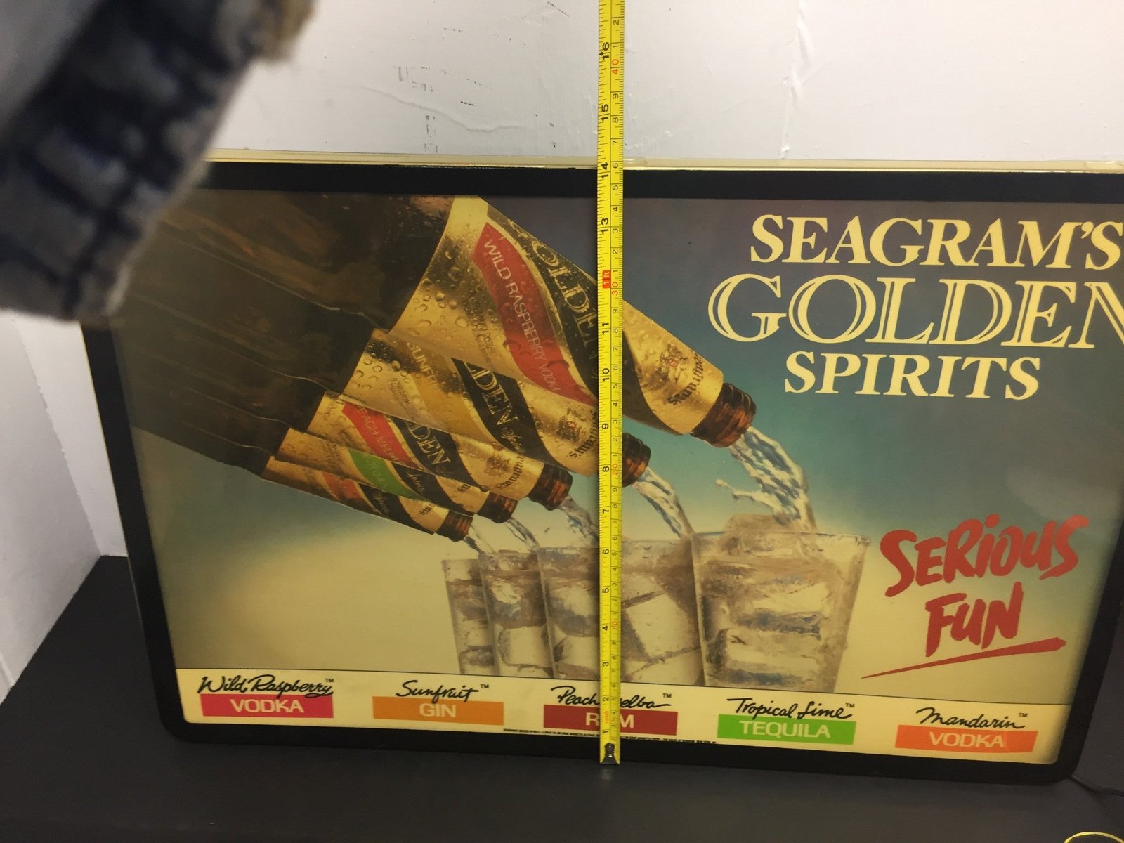 img0595.jpg vintage seagrams golden spirits serious fun light up bar sign 21 1/2"x14" works