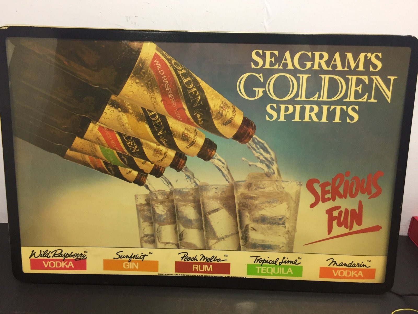 img0596.jpg vintage seagrams golden spirits serious fun light up bar sign 21 1/2"x14" works