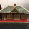 marx tinlitho girard whistling train station depot w/ two piece tunnel untested