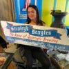 Vtg Sign Straleys Beagles Alum Sign 1940's Antique Advertising Collectible 3'x1'