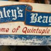 Vtg Sign Straleys Beagles Alum Sign 1940's Antique Advertising Collectible 3'x1'