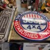 img1705_ebb3da4a-cbd2-4a29-ae35-99f5dff24b8e.jpg Jeep CJ2A 24" Round Sign Advertising Tin WW2 Collectible Willys 4X4 American Le
