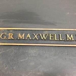 img1724.jpg vintage md name plate door plaque metal oddity dr maxwell md Brass Medic Sign!