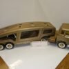 Vintage Structo Auto Haul Car Carrier Semi Truck Trailer Pressed Steel Toy Gold